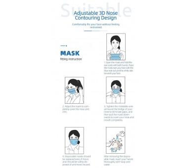3-х слойная одноразовая медицинская маска для лица - 10 штук
