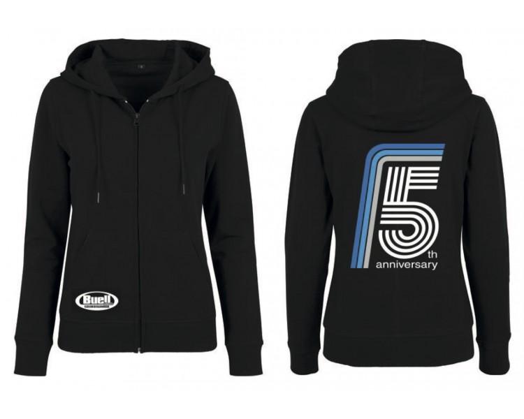 Hoodie with zipper Woman's Black - 5 years Anniversary of Buell Friends Czech(o)Slovakia