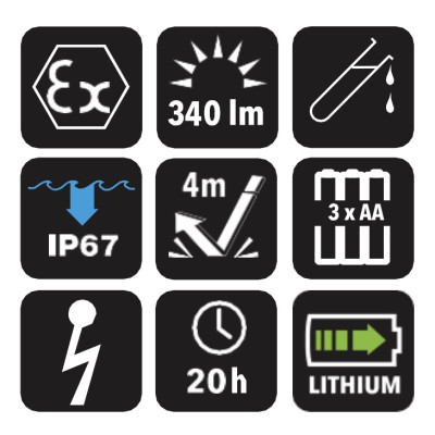 Taschenlampe Adalit L.90 Power F 3x AA-Batterien