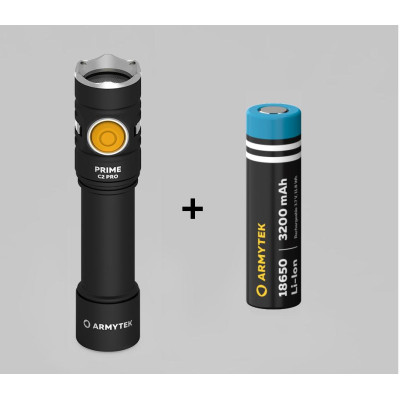 Armytek Prime C2 Pro v4 Flashlight White Light + Battery FREE