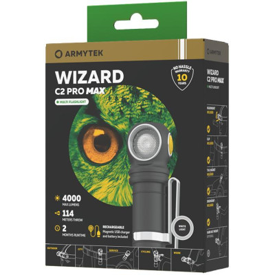 Фонарик Armytek Wizard C2 Pro MAX с холодным светом